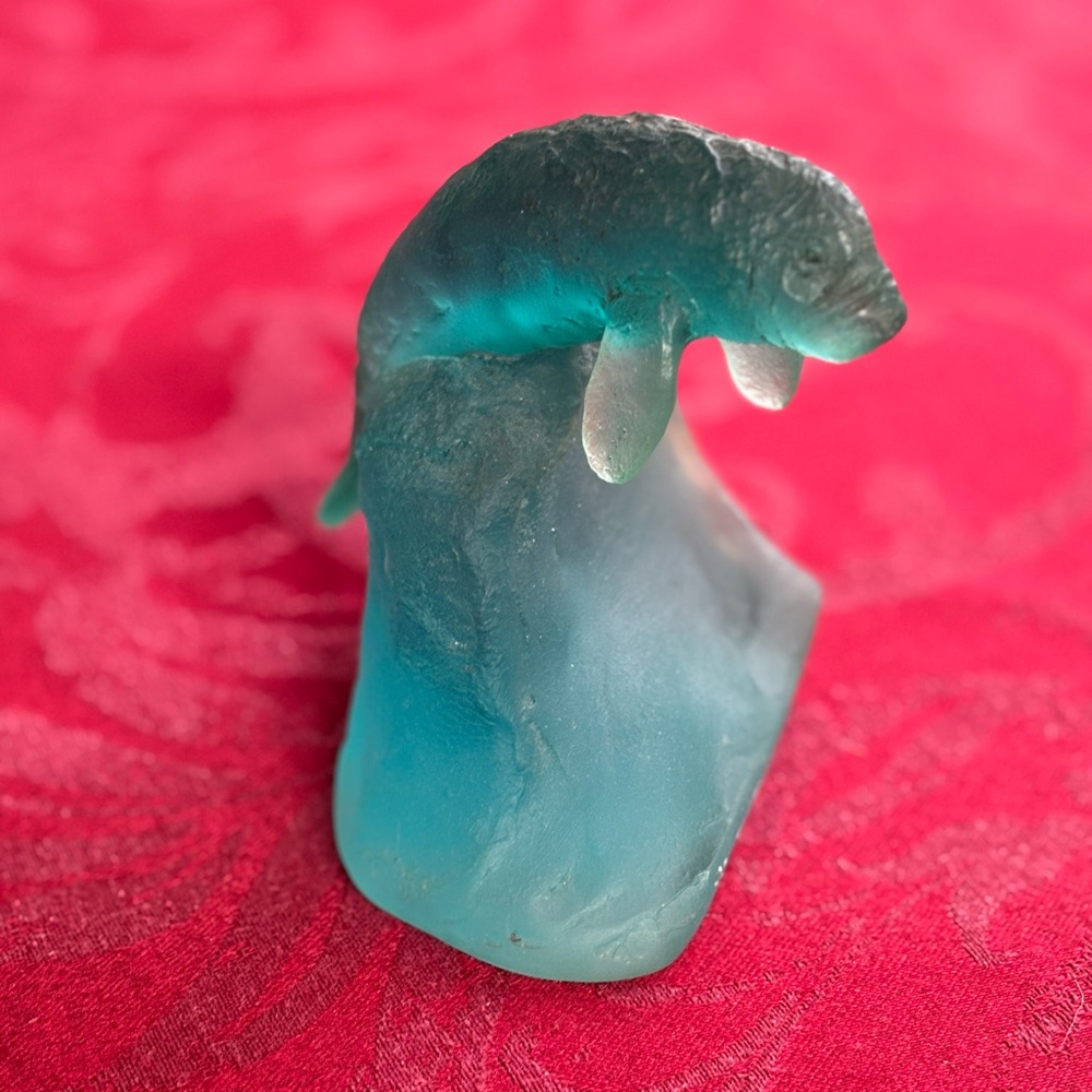 Robert Wyland Acrylic Manatee Sculpture - signed and dated.